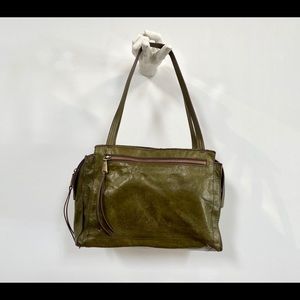 Hobo Purse Green, distressed leather